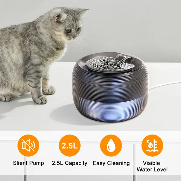 반투명 물 탱크 슈퍼 사일런트 자동 펌프 2.5L 고양이 마시는 디스펜서 고양이 분수