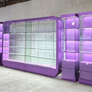 Vitrine d'exposition en verre moderne, mobilier de vente au détail, armoire murale violette, <span class=keywords><strong>porte</strong></span> <span class=keywords><strong>coulissante</strong></span>, verrouillable, accessoires d'exposition - Product Image 1