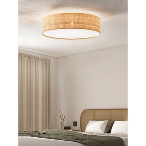 Plafonnier en raphia avec télécommande LED, luminaire à montage en surface pour salon et chambre à coucher - Product Image 3