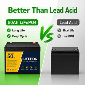 Batterie à décharge profonde 12,5 V 50 Ah au lithium fer phosphate (LiFePO4) avec BMS pour applications solaires hors réseau, VR et marine - Product Image 4