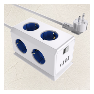 2026 EU Socket Power Strip with 3 <b>USB</b> 1 Type C with Switch Power Cube with Extended 1.5 m <b>Cable</b> Power Sockets - Product Image 1