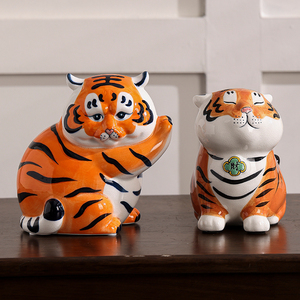 Zodiaciger ornamenti in ceramica tigre figurina per ufficio cinese e arredamento per la casa tavola decorazione accessori - Product Image 2