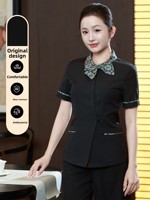 Uniforme d'hôtesse de table pour femmes Ling Restaurant, nouvelle collection été, style chinois, respirant, légèrement élastique, en soie gaufrée, pour directrices d'hôtel