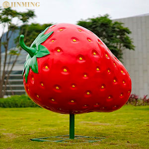 Поставка огромных фруктовых скульптур в натуральную величину, клубника, статуя, фруктовые и овощные скульптуры, полимерная клубника, реквизит для продажи - Product Image 2