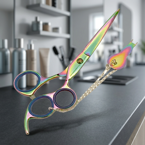 Tijeras de Peluquería Profesionales ASAP de 3 Anillos, Ergonómicas, Giratorias, de Acero Inoxidable, para Mano Derecha, con Mango Corto - Product Image 5