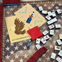 Mahjong américain 2026, 160 tuiles en acrylique rouge pailleté, thème patriotique nautique, vente en gros, prêt à expédier, livraison rapide