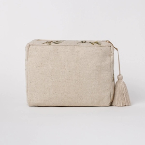 Bolsas de maquillaje de lona con patrón de bordado simple y clásico, kit de cosméticos Antiestático de gran tamaño, bolsa de tocador para ricos - Product Image 3