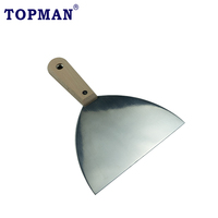 Topman Grattoir en acier inoxydable de 4 pouces avec manche en bois de hêtre Grattoir mural Couteau à mastic