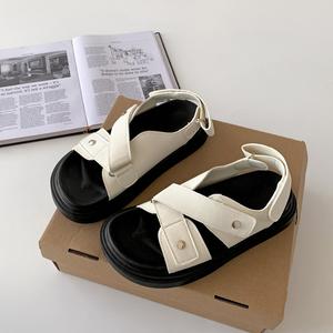 Nouvelles sandales d'été 2026 noires rétro à semelle épaisse surélevée, antidérapantes, polyvalentes, style romain, pour femmes, chaussures décontractées d'extérieur - Product Image 4