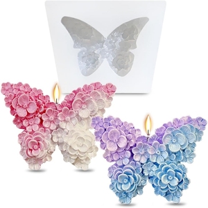 ORIGINAL Butterfly <b>Silicone</b> Candle Mold 3D Floral Non-Stick Heat Resistant Easy Demoulding Cake Decorating Tool Custom Packaging - Product Image 1