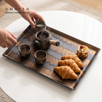 Assiette rectangulaire en porcelaine noire Omaysn, finition métallisée, assiette à chocolat, assiettes à dîner en céramique, usine de céramique de Chaozhou