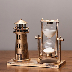 Ornement de Sablier Vintage avec Motif Phare, Décoration de Bureau, Style Côtier, Idée Cadeau d'Anniversaire - Product Image 1