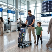 Système de gestion de contenu (CMS) basé sur le cloud, compatible IoT, pour la gestion de flotte de chariots d'aéroport, suivi en temps réel, tableau de bord numérique avec géofencing et analyse prédictive