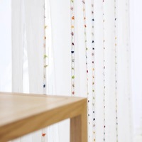 Gorden Bordir Custom, Tirai Jendela Bay Motif Garis Pelangi untuk Kamar Anak, Tirai Transparan Bergaya Imut untuk Anak Perempuan
