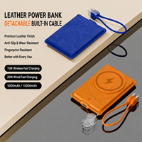 Batterie externe portable en cuir magnétique sans fil 10000mAh PD20W avec câble intégré et cordon – Idéale pour les affaires et les voyages – OEM/ODM