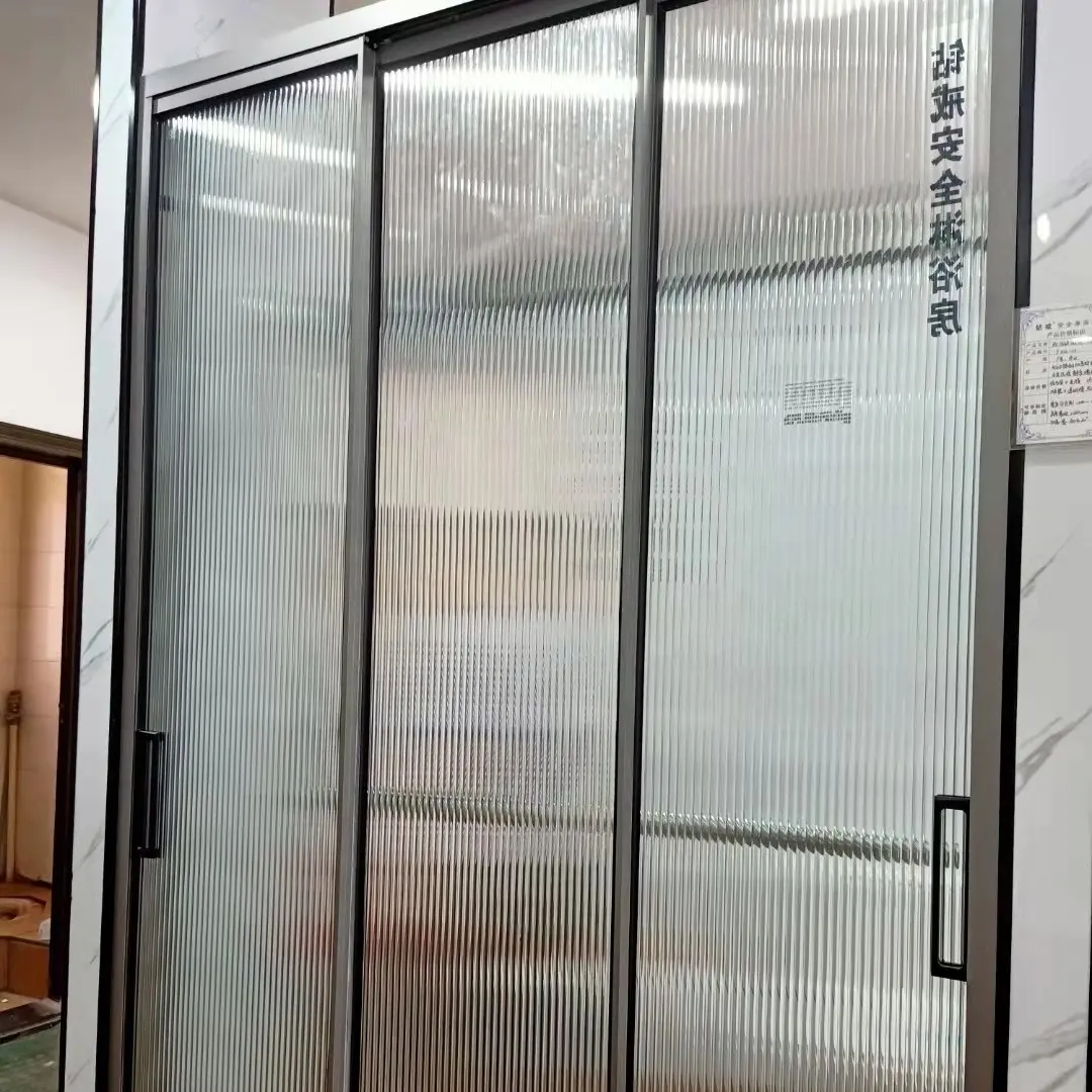 Узкая рамка zj100-10 кухня и душ три стеклянные раздвижные двери волнистым узором непрозрачные со стеклянной дверью