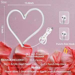 Pink Heart Letreros Neon LED indoor hanging ambient light shop <b>sign</b> wall decoration light entrance indicator light luminous <b>sign</b> - Product Image 3