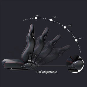 مقعد سيارة سباق عالمي لمحاكي السيارات الرياضية، مقاعد دلو قابلة للتعديل من جلد PVC باللون الأسود، طراز XH-1035-BK - Product Image 4