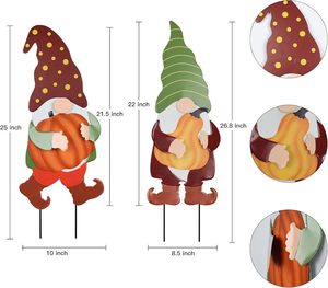 ZY Brand Vintage <strong>Outdoor</strong> 2 Pack 25" Decorative <strong>Garden</strong> Stakes with Gnomes Pumpkin for Fall Decor Yard <strong>Signs</strong> for <strong>Garden</strong> - Product Image 2
