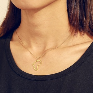 MECYLIFE-Colgante de acero inoxidable con mapa africano para mujer, joyería personalizada, collar con mapa del mundo - Product Image 6