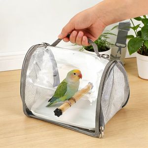 지퍼 잠금식 휴대용 투명 PVC 케이지가 있는 앵무새 여행 가방 (소형 애완동물용) - Product Image 3