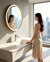 Miroir intelligent moderne pour salle de bain avec interrupteur tactile, anti-buée, miroir de maquillage LED à intensité réglable 3000K-6000K, éclairage ajustable pour hôtel