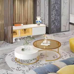 Contempo di lusso in metallo nidificante <span class=keywords><strong>tavolino</strong></span> in marmo Top convertibile moderno <span class=keywords><strong>tavolino</strong></span> per casa <span class=keywords><strong>sala</strong></span> da pranzo <span class=keywords><strong>sala</strong></span> esterna - Product Image 6