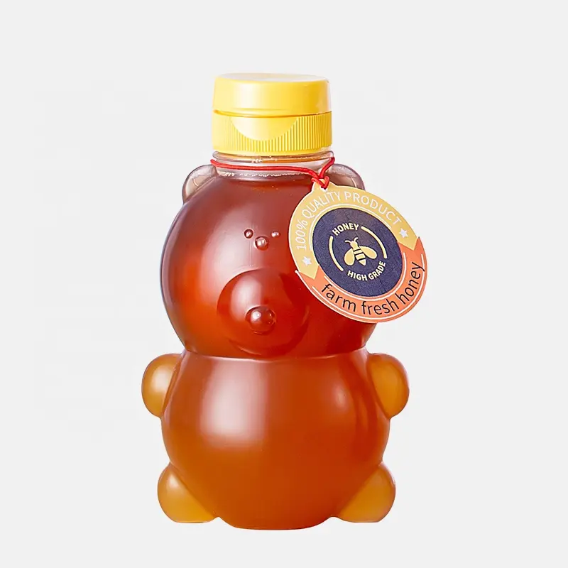 Personalizzato 320g/230ml orso bottiglia d'acqua biscotti barattoli miele spremere bottiglia di plastica con valvola in Silicone
