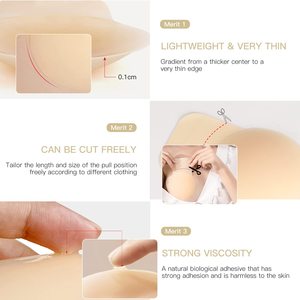 Couvre-sucette ultra-mince de forme personnalisée Push Ups Soutiens-gorge collants Bandes de poitrine en silicone solide - Product Image 3