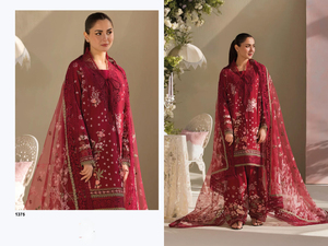 Matériel de robe de style pakistanais en pur coton de qualité supérieure avec travail d'auto-broderie attaché patché pour les vêtements pakistanais - Product Image 2