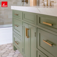 Meuble de salle de bain Alland haut de gamme moderne avec double vasque en marbre, sur pied, avec finition laquée et drain en cuivre