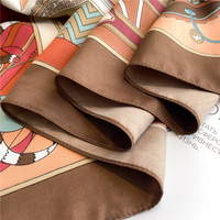 Foulard imprimé en twill, grand carré, petit foulard en soie parfumée, châle décoratif anti-plis pour femme en polyester