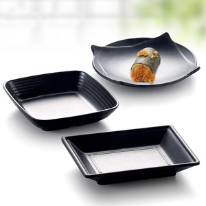 A5 Sushi <b>Plate</b>, Black Frosted Square Dish, Japanese Creative Style <b>Plate</b>, Commercial <b>Melamine</b> Imitation Porcelain Tableware - Product Image 3