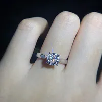 Classic Wedding Vrouwen Sieraden 925 Sterling Zilver Ronde Cut Cubic Zirconia Engagement Diamond Rings