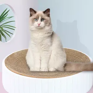 Rascador Circular Ligero de Sisal para Gatos, Diseño Minimalista, Árbol para Gatos de 1 Nivel para Interiores, Patrón Sólido, Gran Espacio para Gatos - Product Image 3