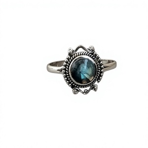 ไฟสีฟ้าธรรมชาติ Labradorite แหวนเงินพลอยแหวนเงิน925แหวนเงิน - Product Image 2