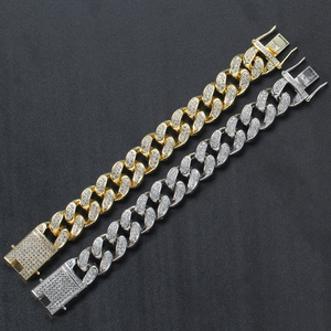 AB008 20mm 8inch Chunky <strong>Crystal</strong> <strong>Bracelet</strong> Iced Out Hip Hop Men <strong>Crystal</strong> Cuban <strong>Bracelet</strong> Bling Bling - Product Image 1