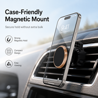 Support de téléphone pour grille d'aération de voiture en alliage d'aluminium avec ventouse, rotatif à 360°, articulation à rotule, ABS durable, aimant puissant en aluminium