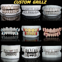 Grilles dentaires personnalisées en argent 925 plaqué or rouge, style hip-hop, vampire, pour hommes et femmes