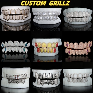 Grilles dentaires personnalisées en argent 925 plaqué or rouge, style hip-hop, vampire, pour hommes et femmes - Product Image 5