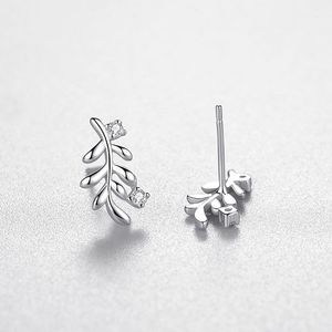 Boucles d'oreilles en argent sterling S925 personnalisables, version cuivre, inspiration naturelle, zircone ronde, motif feuille, cadeau pour femme, usage quotidien - Product Image 4