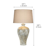 Lampe de table vintage en hydrocal, décoration rustique d'hôtel, vase en pierre patinée, abat-jour en tissu, lampe de table LED en hydrocal corail