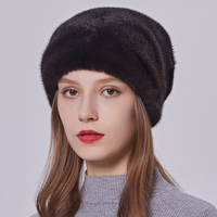 Chapeaux d'hiver en fourrure de vison véritable pour femmes Mesdames Fold Design Fur Beanie Warm Snow Outdoor Caps