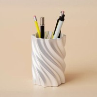 Porte-stylos de bureau moderne et simple en plastique imprimé en 3D, ornements blancs de luxe pour papeterie