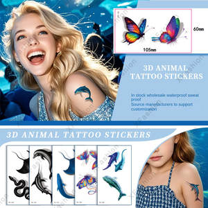 2025 nouveaux tatouages d'animaux réalistes 3D pour enfants libellule <span class=keywords><strong>tortue</strong></span> dinosaure papillon baleine autocollants de <span class=keywords><strong>tatouage</strong></span> temporaires - Product Image 2