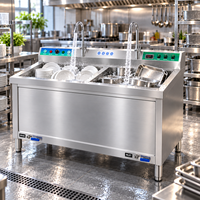 Évier commercial pour la préparation des aliments avec fonction de lavage de la vaisselle et des produits pour les distributeurs de cuisines centralisées