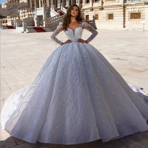 Mumuleo all'ingrosso di lusso personalizzato abito da ballo principessa lungo fino al pavimento taglie forti perline da sposa ricamate perle Vestido da sposa - Product Image 2