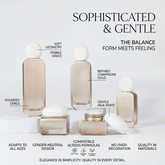 Wholesale Custom Logo Matte for Gradient Cylinder Glass Skincare Bottles & Jars White Cap Luxury Serum Cream Packaging
