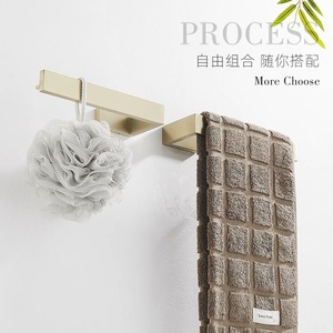 Porte-serviettes mural en acier inoxydable doré, petite taille, sans perçage, pour salle de bain - Product Image 2