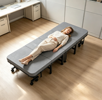 Lit pliant sans assemblage, design compact à 4 plis pour hôtel, dortoir, salle d'étude, petit appartement, cadre en acier robuste, 8 roues